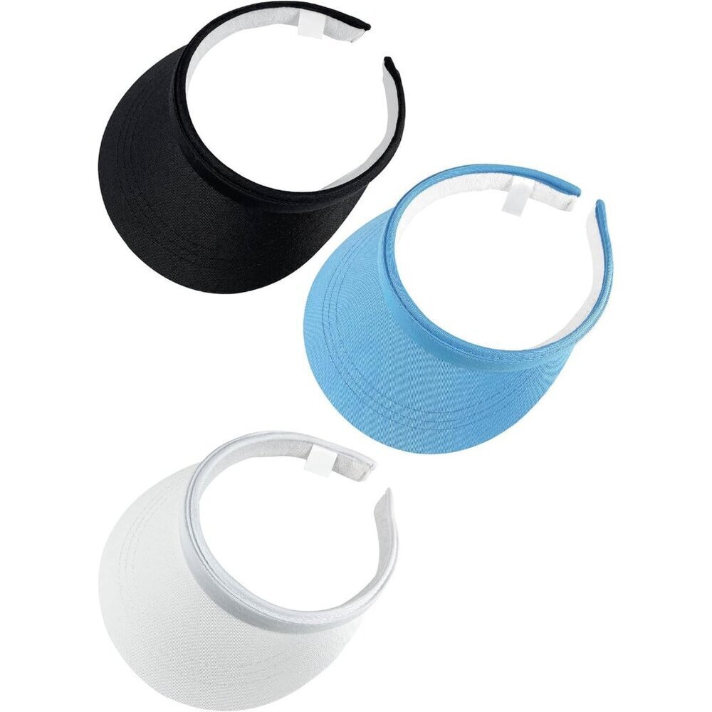 3 Pack Sports Sun Visor Hats Women Men Adjustable Clip On Outdoor Golf Beach